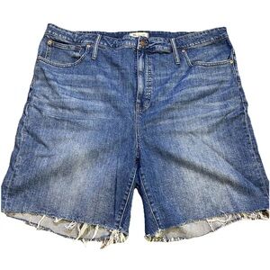 Madewell High Rise Mid Length Denim‎ Raw Hem Shorts Size 36 Casual Staple Boho